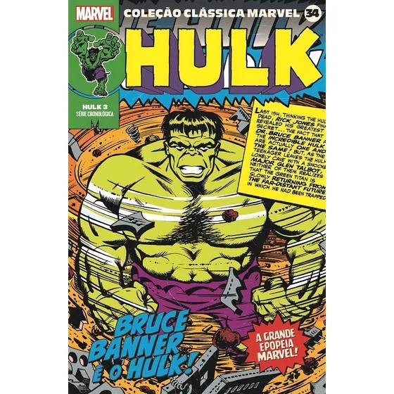 Coleção Clássica Marvel Vol.34 - Hulk Vol.03, de Lee, Stan. Editorial Panini, capa mole em português, 2022