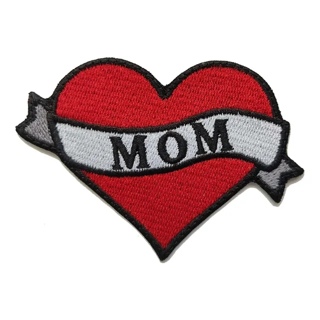 Parche Bordado Corazon Texto Mom Corazon Mama Mother Heart  