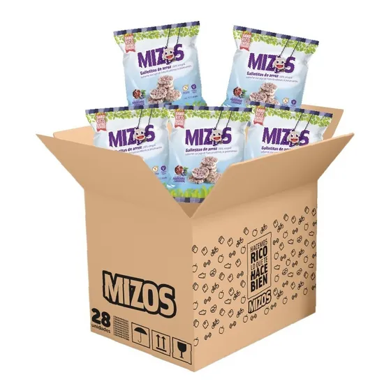 28 Snacks Integral Galletas De Arroz Mizos Sabor Arandano