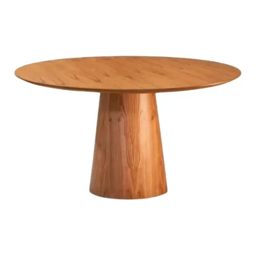 Mesa Cone Design Moderno Sala Cozinha Lâmina Madeira - 80cm