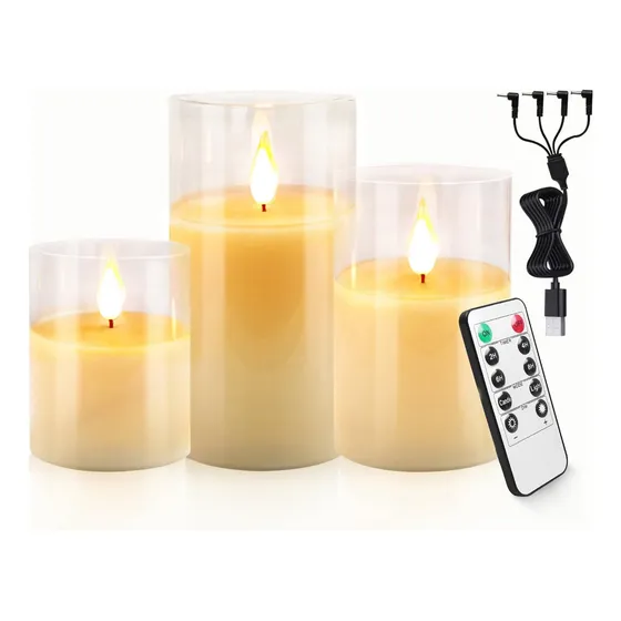 Veladoras Recargables Eléctricas Led Grandes Con Control Rem