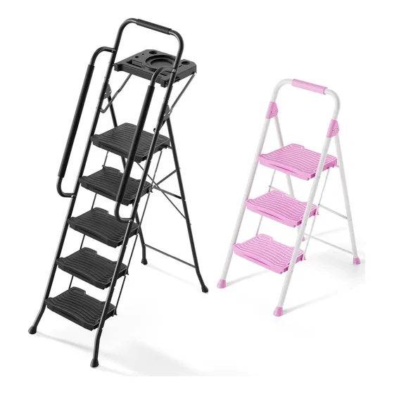 Escalera Rosa De 5 Escalones Con Plataforma