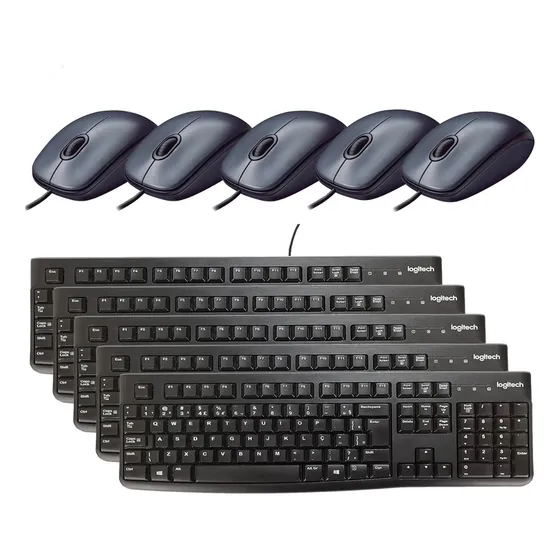 5 Teclado Ç + 5 Mouse Combo Kit Teclado Mouse Cabo Completo.
