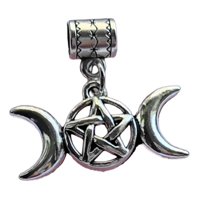 Dije Triple Diosa Fases Luna Wicca Pentaculo Plata Tibetana