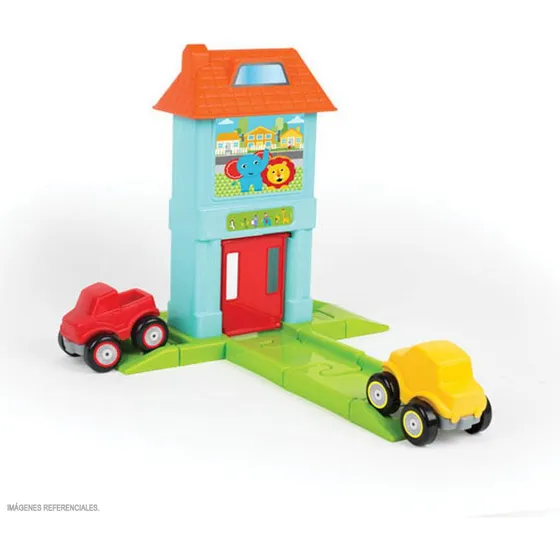 Set Autopista Fisher Price Con Garaje Y 2 Autos