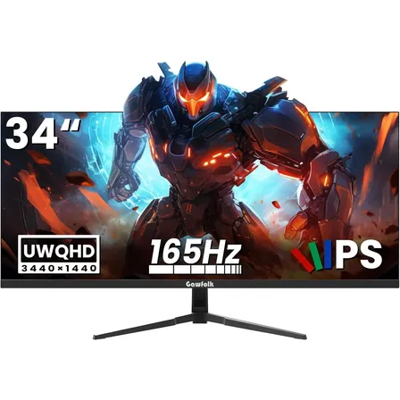 Monitor Gamer Gawfolk 34 Uwqhd 165hz Ips Preto Pc Hdmi Preto 127/220v