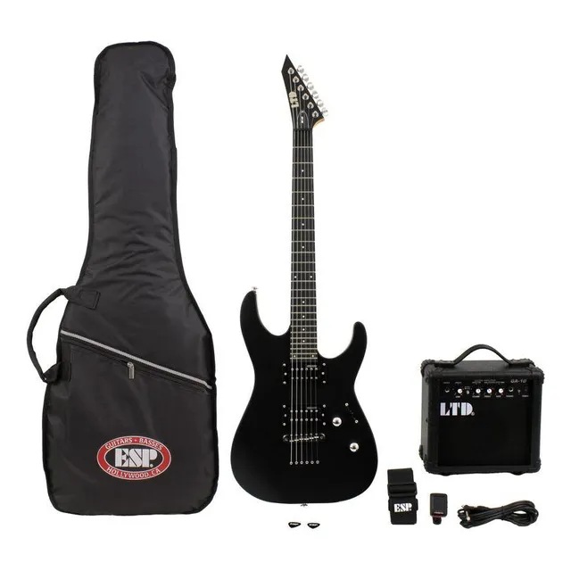 Pack De Guitarra Eléctrica Ltd M-10 Black Satin Diestro Negro Engineered Hardwood