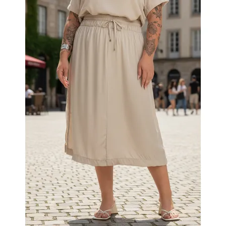 Saia Midi Plus Size Secret Glam Bege