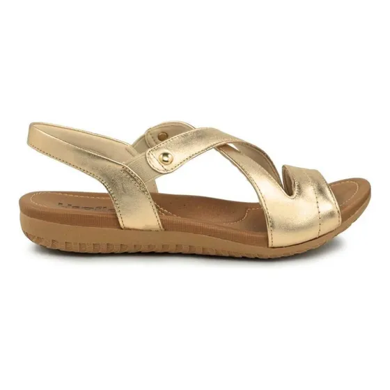 Sandalia Usaflex Rasteira Couro Elastico Ortopedica Feminina