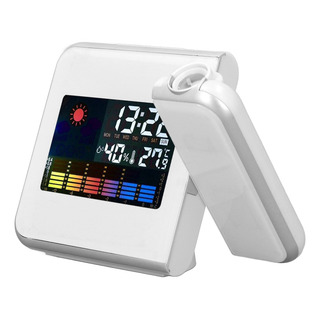 Reloj Blanco Que Proyecta Temperatura Y Humedad De La Estaci Reloj Blanco Que Proyecta Temperatura Y Humedad De La Estaci
