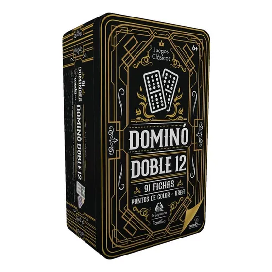 Juego De Mesa Domino Doble 12 En Lata Para Familia Niños