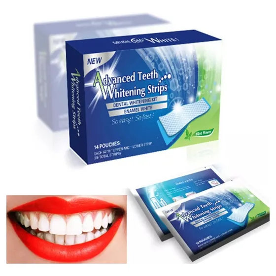 Cintas adhesivas de gel originales para blanquear los dientes en 3D, blancas