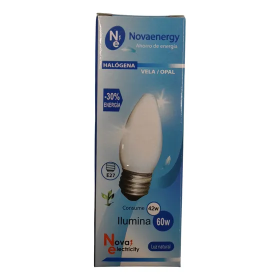 Lámpara Vela Opal Halógena 42w = 60w - X10u Blanco Neutro Blanco Frío
