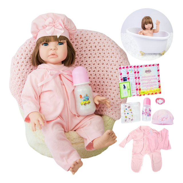 Boneca Bebe Reborn Original Barata Realista + 10 Itens Boneca Bebe Reborn Original Barata Realista + 10 Itens