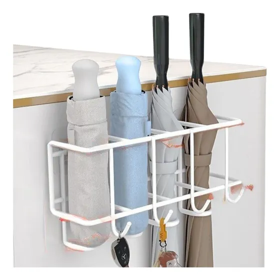 Paraguero Autoadhesivo De Pared Organizador De Paraguas Color Blanco Liso