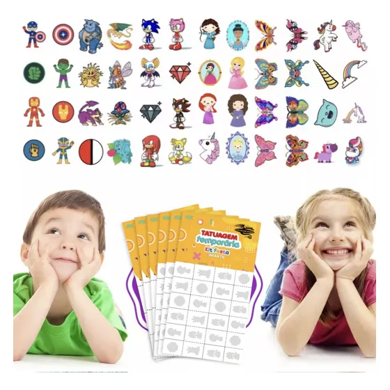 Kit 192 Tatuagem Temporária Infantil Meninos Meninas Variado