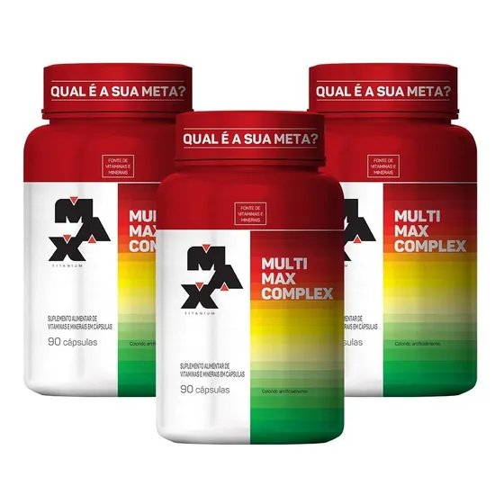 3x Multivitamínico Multimax 90 Cápsulas - Max Titanium 