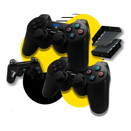 Kit 2 Controle Sem Fio Para Ps2 Joystick Manete Plug And Play - Crowley