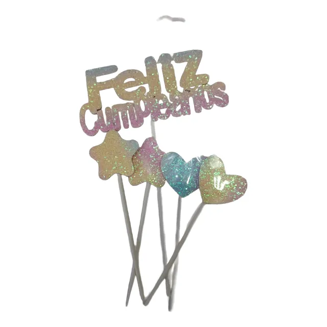 Topper Escarchado De Feliz Cumpleaños Para Tortas O Arreglos