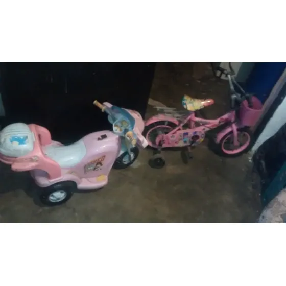 Bicicleta Ring 12 Y Moto Electrica Para Niñas Marca Barbie..