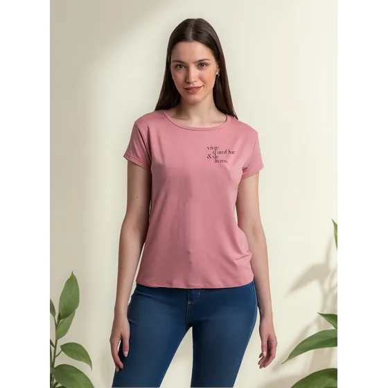 Remera Onyx Viscosa Lycra Estampada Escudo Vivre Mujer