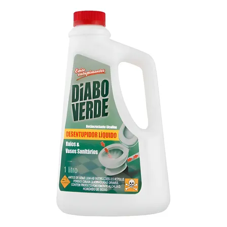 Desentupidor Diabo Verde 1 Litro solução eficaz para limpar canos e tubulações entupidas