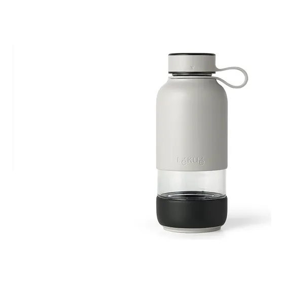 Botella De Vidrio 600ml Y Silicon Lékué Fácil Limpieza Color Gris