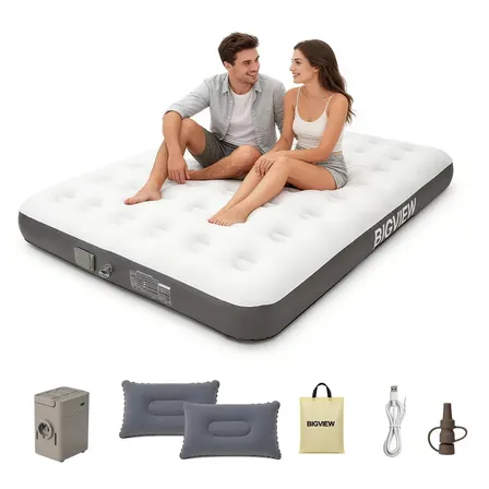 Colchón Inflable Bigview Queen con Bomba Eléctrica Integrada para Acampar y Hogar