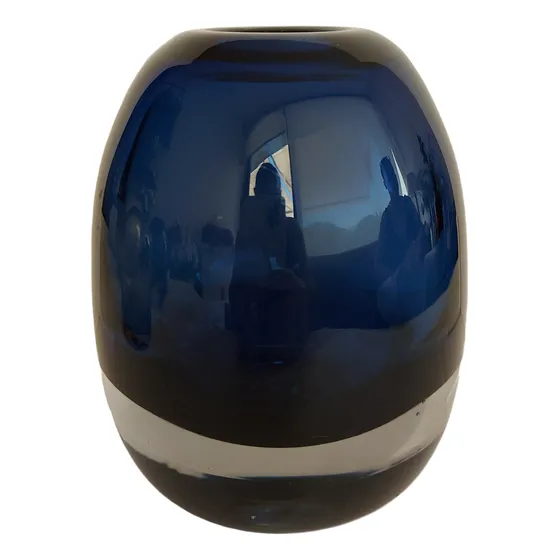 Florero De Cristal Azul Pequeño Azul Lisa