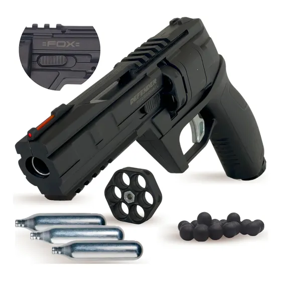  Pistola Revolver Disuasiva Co2 Postas Goma Defensa Fox