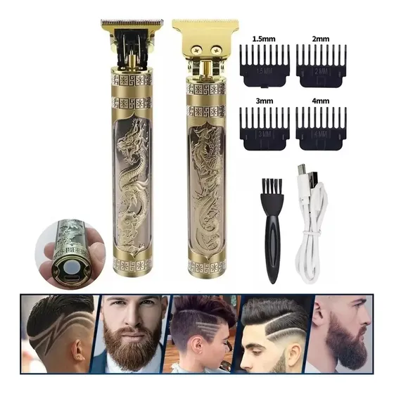 Máquina Cortapelo Recargable Usb Profesional Barbero Dorado
