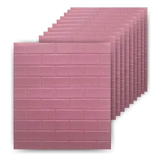 10 Placas Revestimiento Pared Autoadhesiva 3d Subway Rustico Color Rosa