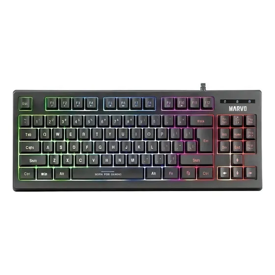 Teclado Gaming Tkl Marvo K607 Esp Usb Rgb Negro Español Latinoamérica