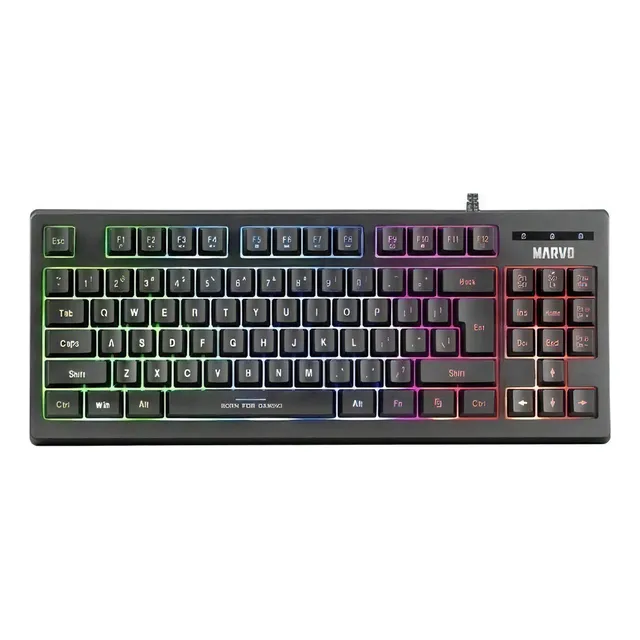 Teclado Gaming Tkl Marvo K607 Esp Usb Rgb Negro Español Latinoamérica