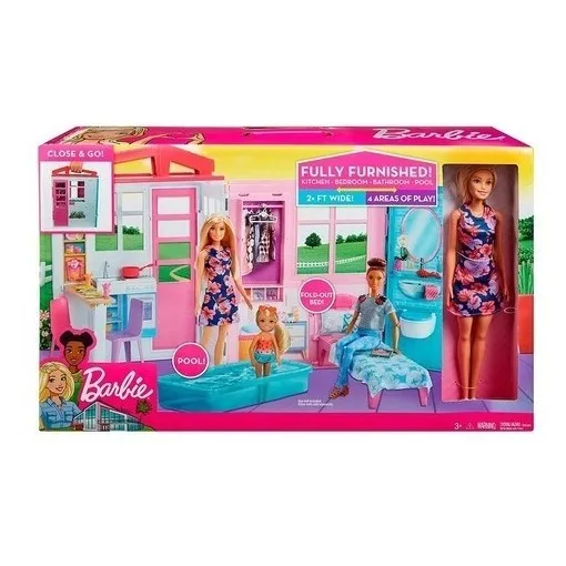 Barbie Casa Totalmente Amueblada Color Rosa