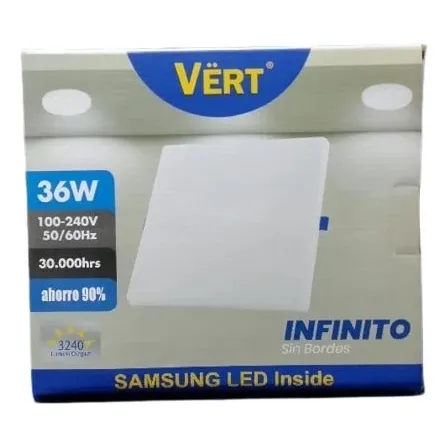 Lampara Led Cuadrada Vert Borde Infinito 36w Para Sobreponer