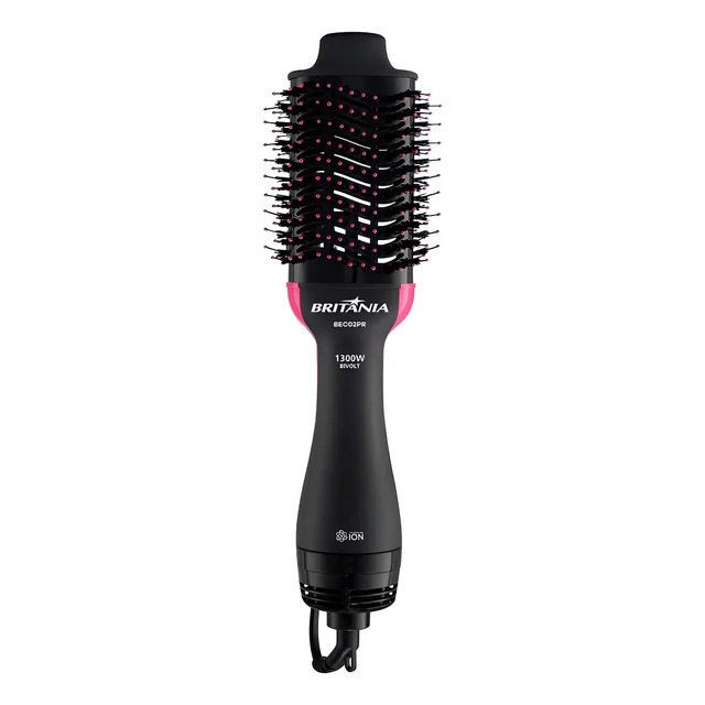 Escova Secadora Britânia Bec02pr Cabo Giratório Preto E Rosa Bivolt