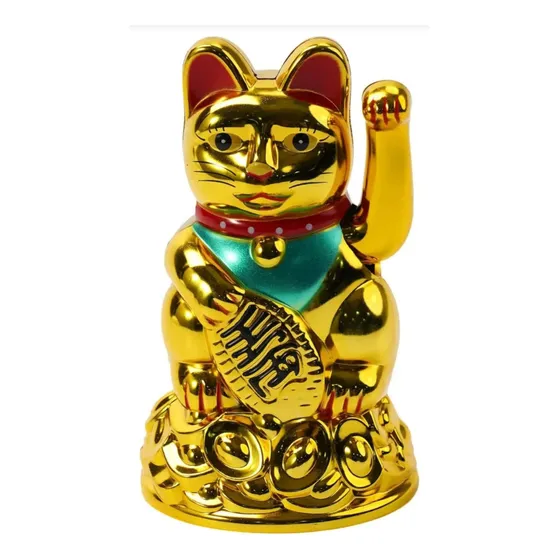 Gato De La Suerte Dorado Fortuna Dinero Maneki Neko Dorado