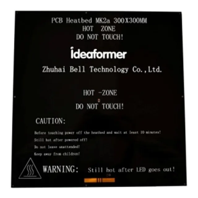 E1024 3d Cama Caliente Mk2a 12v 33cm X 33cm X 3mm Aluminio
