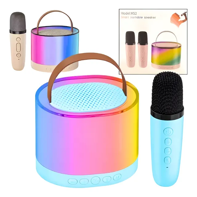 Parlante Karaoke Portátil Mini Con Micrófono Inalámbrico Rgb