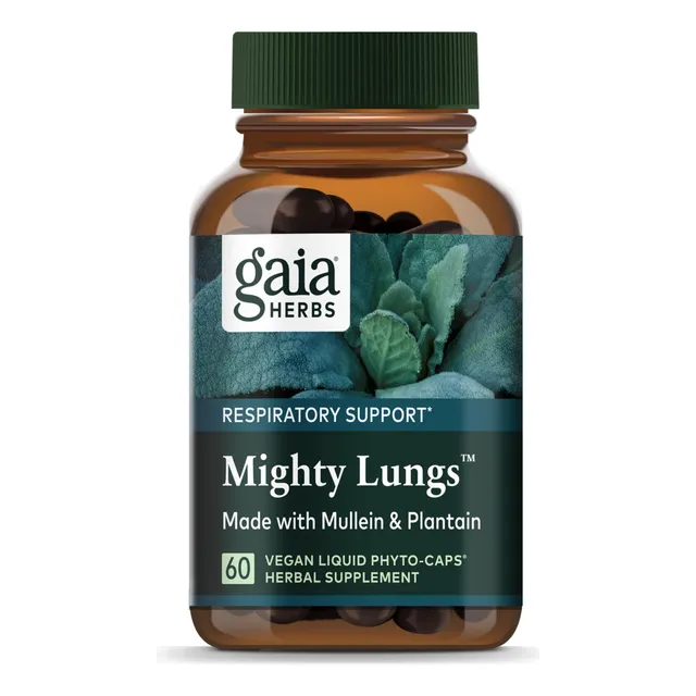 Suplemento de apoyo pulmonar Mighty Lungs de Gaia Herbs, 60 cápsulas