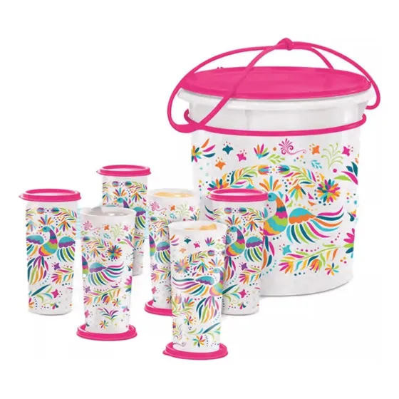 Cubetón 8.5 Litros + Vasos Decorados Tuppeerr