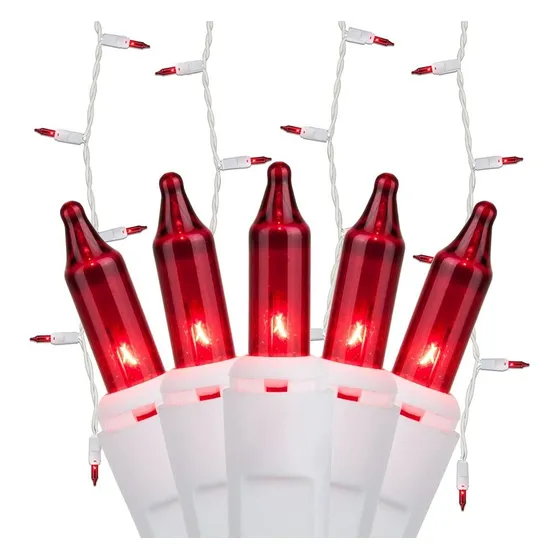 150 Luz Roja Carambano 8.5 Pie Navideña Para Exterior Blanco