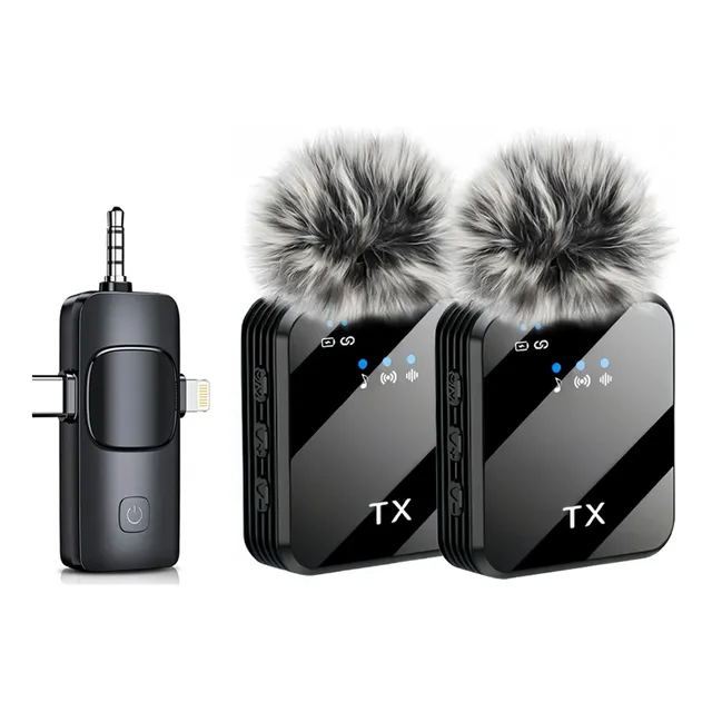 Pack 2 Microfonos Inalambrico Dual Para iPhone Y Android