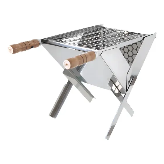 Churrasqueira Maleta Inox Dobrável Portátil Ideal Camping Grill Viana