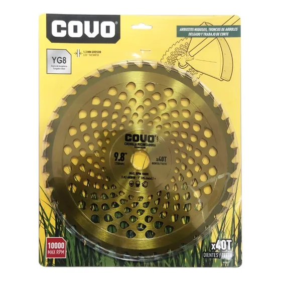 Disco Para Guadaña Perforado 9.8 X 40 Dientes Covo Color Plateado
