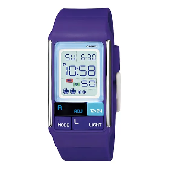 Reloj Casio De Dama Modelo Ldf - 52 Morado Fondo Gris
