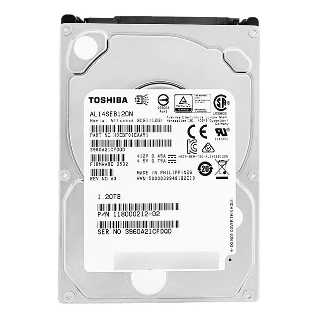Hd Sas Toshiba 1,2 TB 10 K 2.5 AL14Seb120n 118000212-02 Color plateado