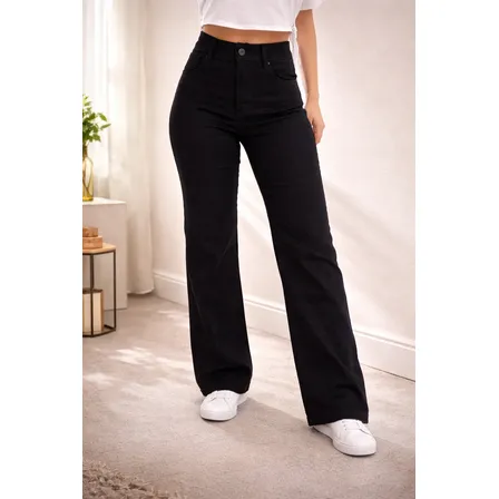 Calça Jeans Wide Leg Feminina Cintura Alta Sem Lycra Stillge