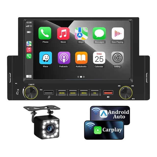 Estereo Pantalla 1din Radio Carplay Inalámbrico Android Auto